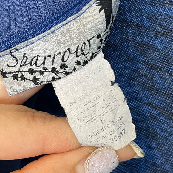 Sparrow Stretchy Jersey Knit Mixed Media Long Sleeve Maxi Dress Size L Blue - Picture 9 of 10